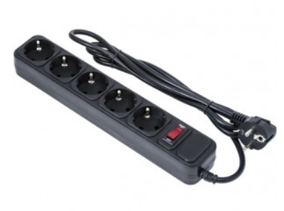 Сетевой фильтр  5 гнезд  3 метра с выключателем с заземляющими контактами ПВС 3*0,75 черный  Союз (Универсал)