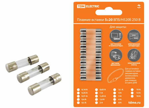 Плавкая вставка ВПТ6-7 1А 250В TDM упак