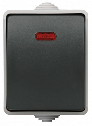 IEK  Форс  Выключатель 1-клавишный с подсветкой открытая установка, IP54 ВС20-1-1-ФСр EVS11-K03-10-54-DC